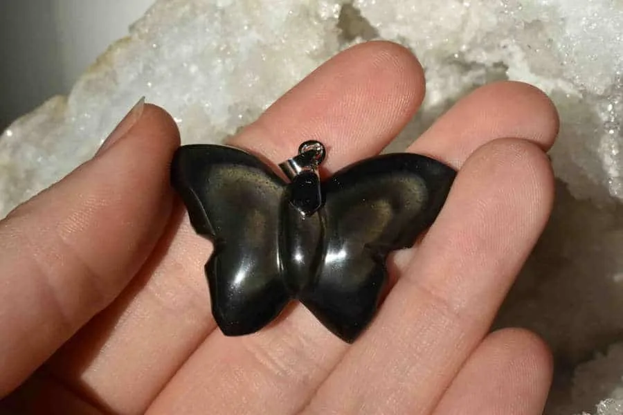 Pendentif Papillon Obsidienne Oeil Céleste