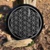 Plateau Fleur de Vie Obsidienne noire 15cm