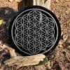 Plateau Fleur de Vie Obsidienne noire 15cm
