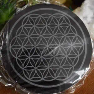 Plateau Fleur de vie Obsidienne noire 15cm