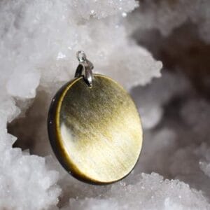Pendentif Fleur de vie Obsidienne dorée