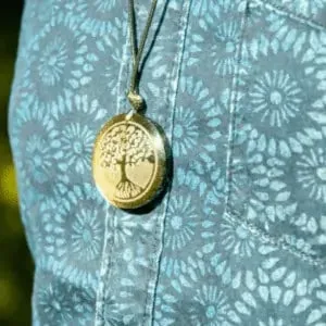 Pendentif Arbre de vie Obsidienne dorée