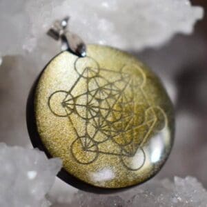 Pendentif Metatron Obsidienne dorée