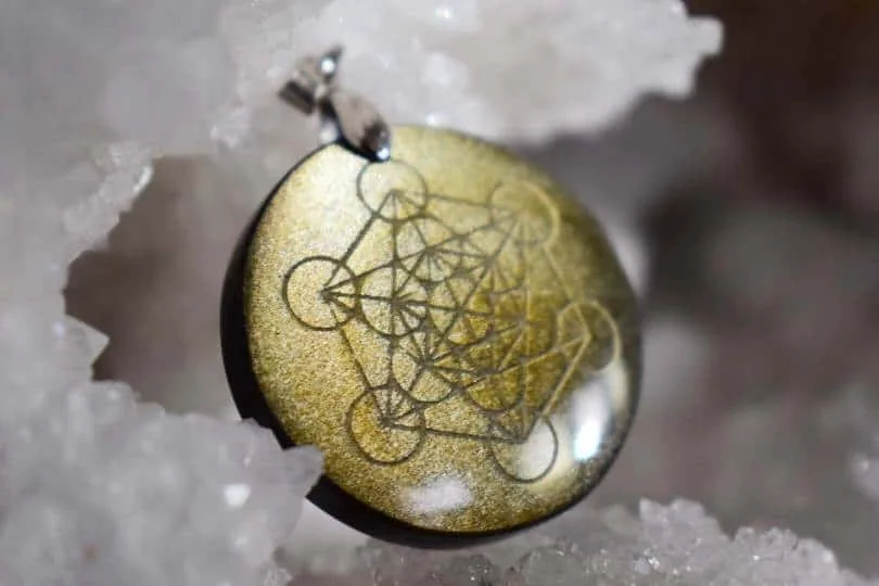 Pendentif Metatron Obsidienne dorée