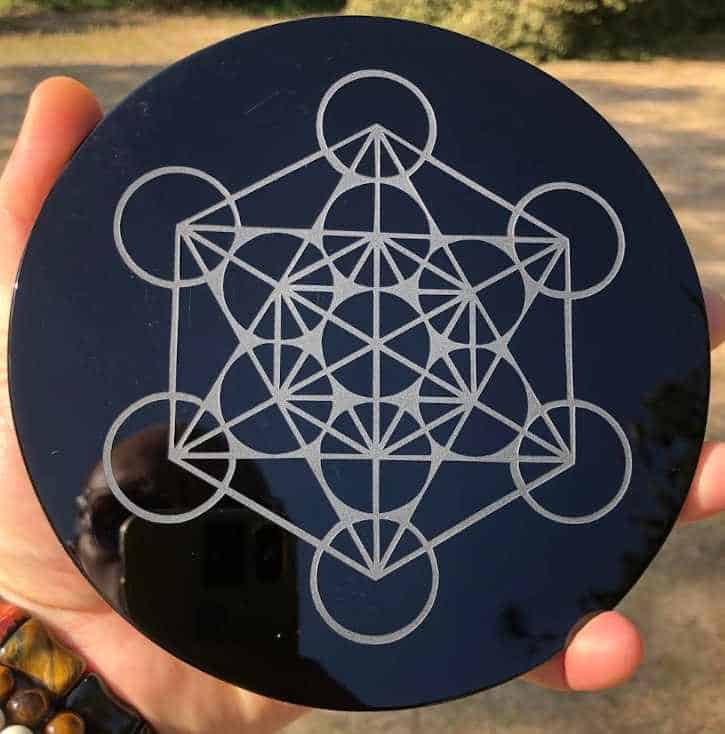 Plateau Metatron Obsidienne noire 15cm