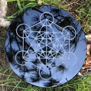 Plateau Metatron Obsidienne noire 15cm