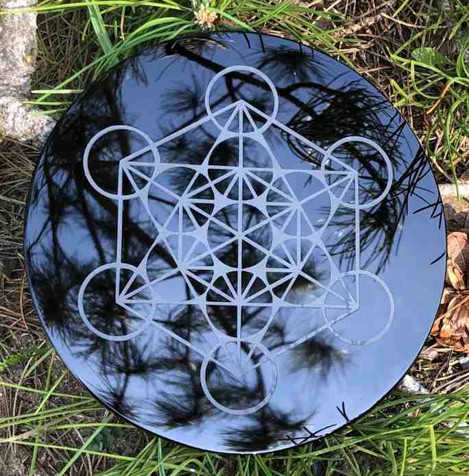 Plateau Metatron Obsidienne noire 15cm
