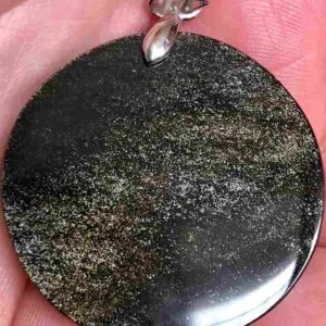 Pendentif Maya Obsidienne dorée