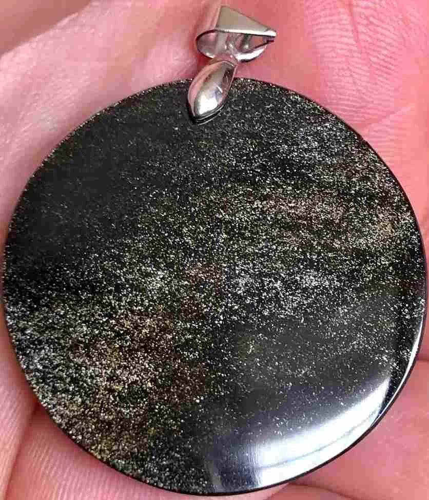 Pendentif Maya Obsidienne dorée